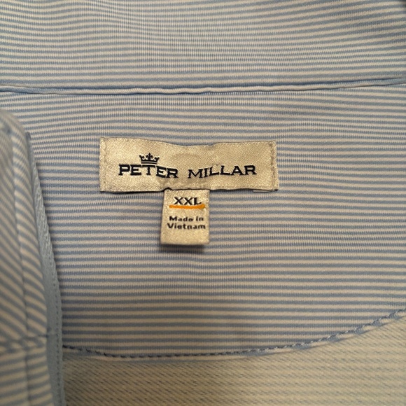Men's Peter Millar Light Blue Striped Quarter Zip EMBROIDERED SLEEVE XXL - Picture 4 of 4